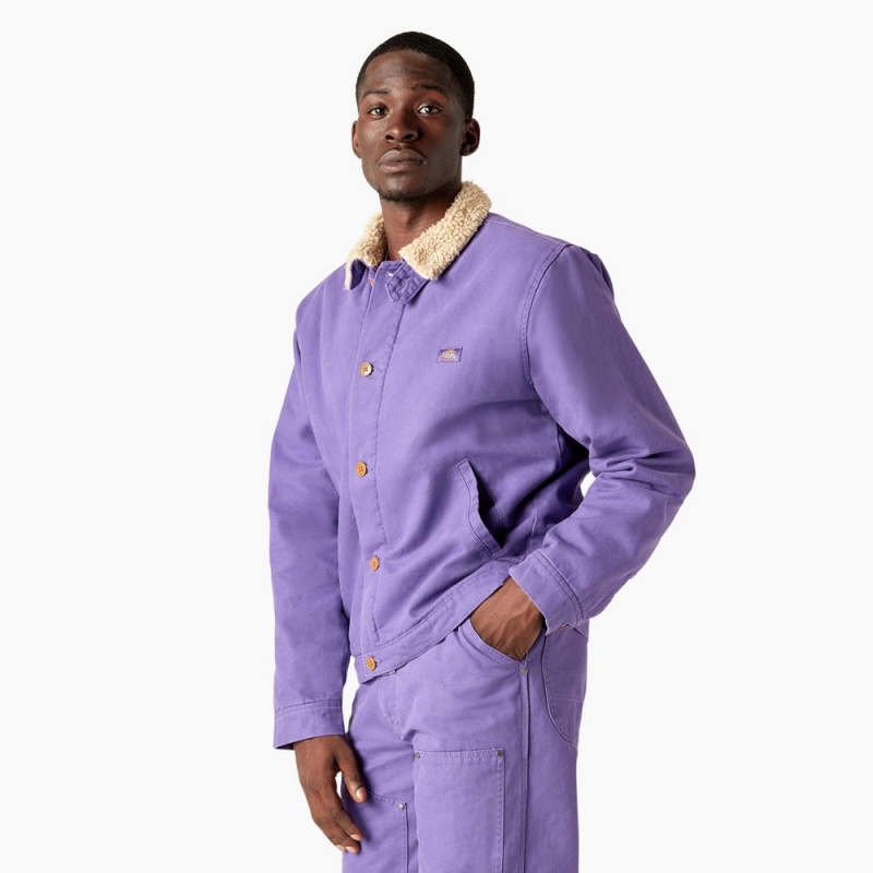 Men's Dickies Duck Canvas High Pile Fleece Jacket Purple | 235194VZA