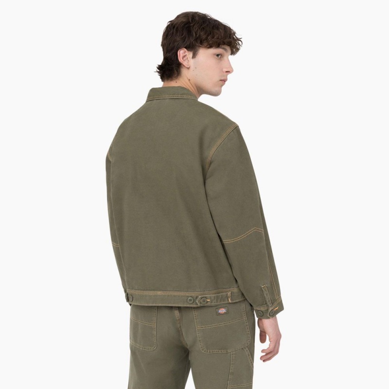 Men's Dickies Duck Contrast Stitch Jacket Green | 285694RWD