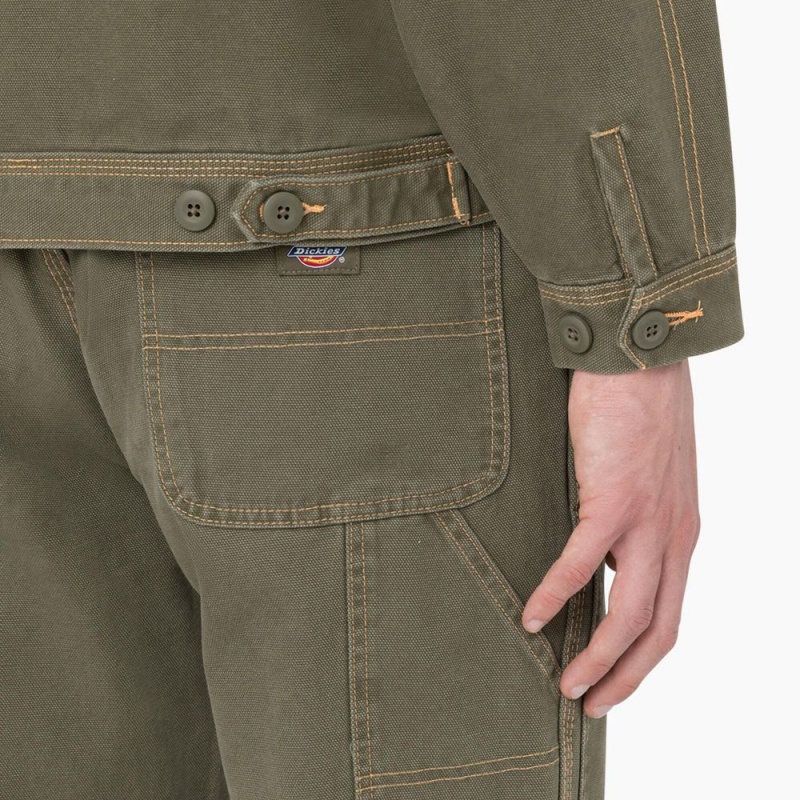 Men's Dickies Duck Contrast Stitch Jacket Green | 285694RWD