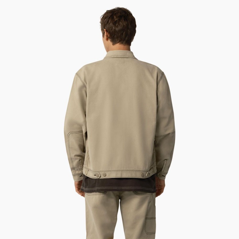 Men's Dickies Duck Contrast Stitch Jacket Khaki | 394157NMS