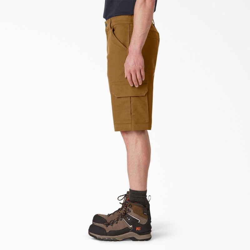 Men's Dickies DuraTech Ranger Relaxed Fit Duck Shorts Brown | 317568SKT