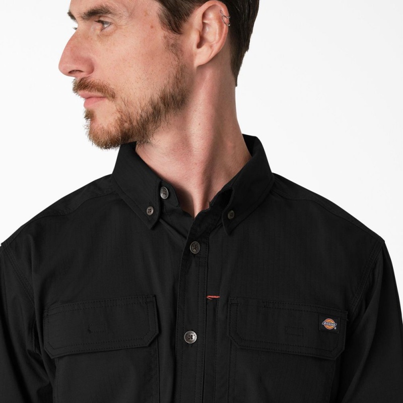 Men's Dickies DuraTech Ranger Ripstop Shirt Black | 619327JRI