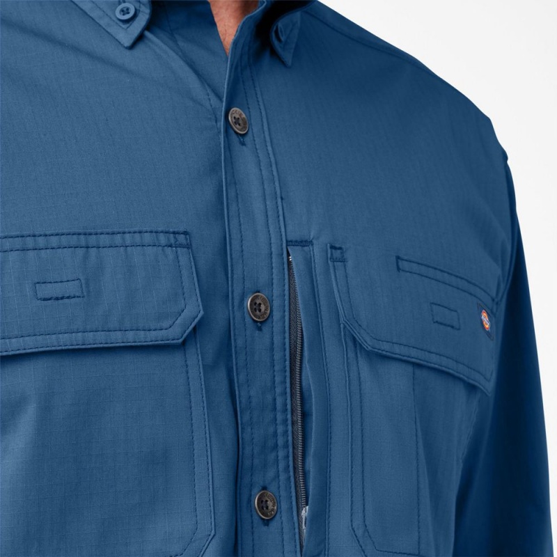 Men's Dickies DuraTech Ranger Ripstop Shirt Blue | 629458HGC