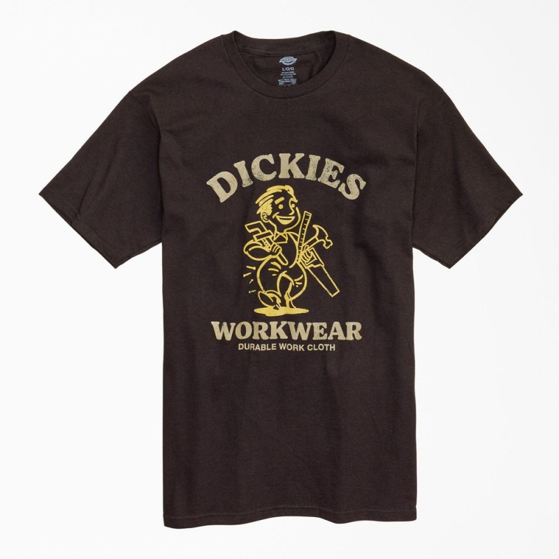 Men\'s Dickies Durable Work Cloth Graphic T-Shirt Black | 534791UQA