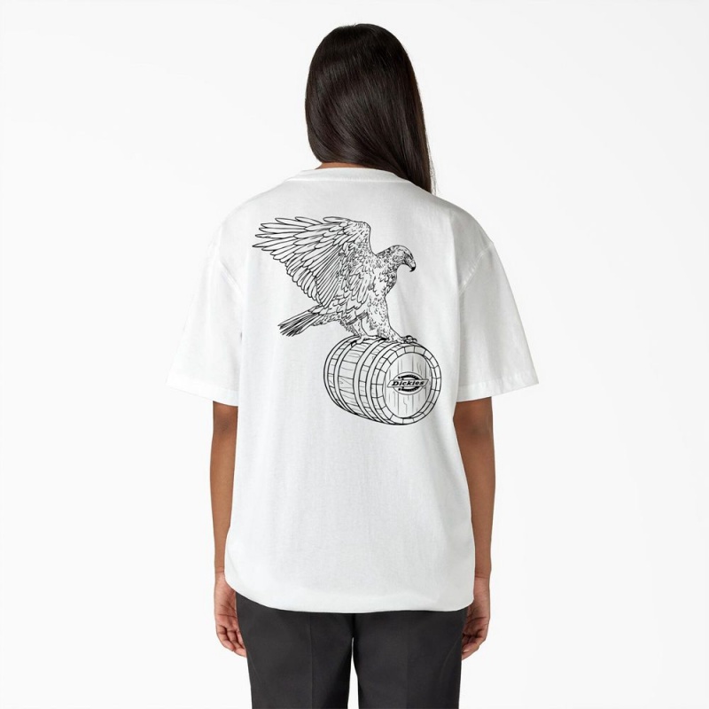 Men's Dickies Eagle Barrel Heavyweight T-Shirt White | 014395XMN