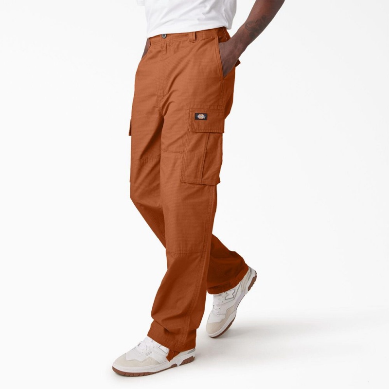 Men's Dickies Eagle Bend Relaxed Fit Double Knee Cargo Pants Orange | 943258UZY