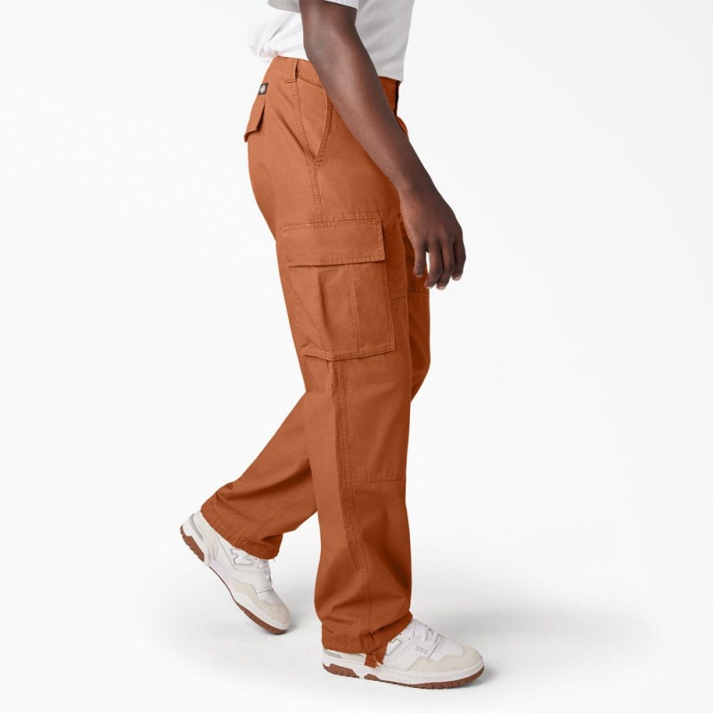 Men's Dickies Eagle Bend Relaxed Fit Double Knee Cargo Pants Orange | 943258UZY