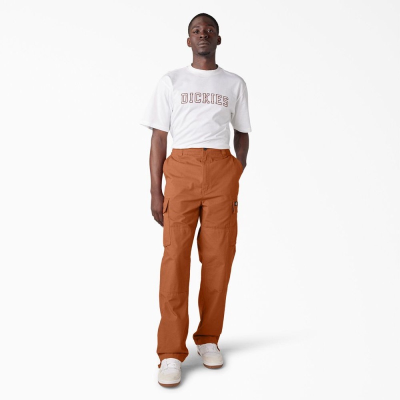 Men's Dickies Eagle Bend Relaxed Fit Double Knee Cargo Pants Orange | 943258UZY