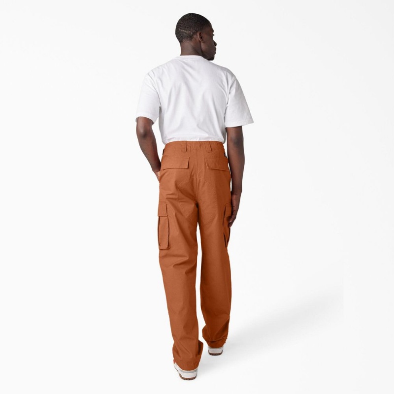 Men's Dickies Eagle Bend Relaxed Fit Double Knee Cargo Pants Orange | 943258UZY