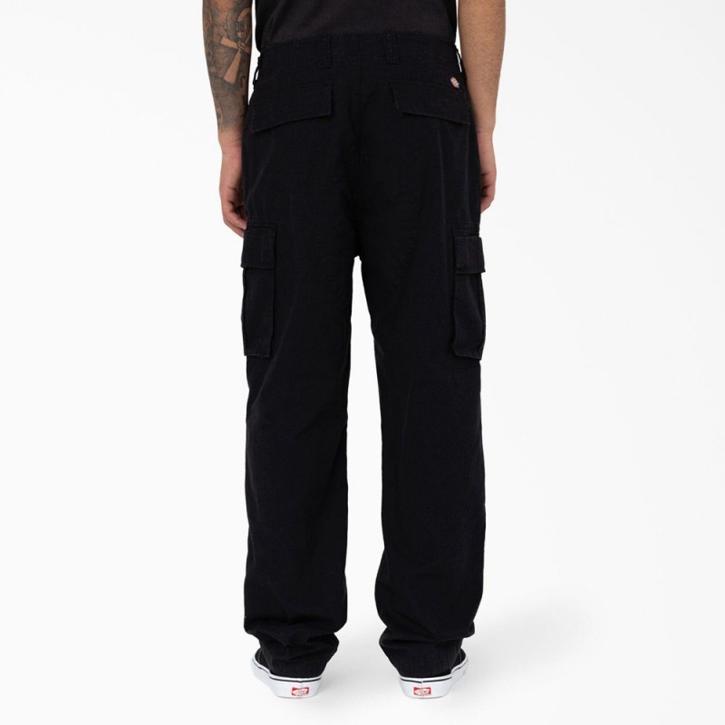 Men's Dickies Eagle Bend Relaxed Fit Double Knee Cargo Pants Black | 972564LMH