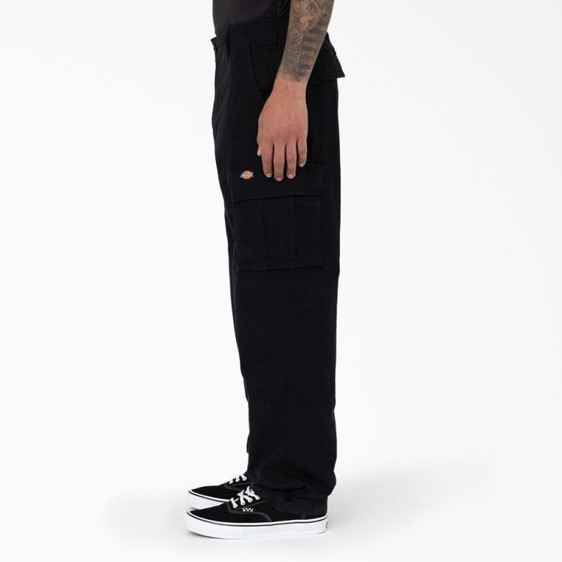 Men's Dickies Eagle Bend Relaxed Fit Double Knee Cargo Pants Black | 972564LMH