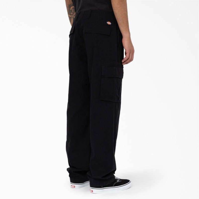 Men's Dickies Eagle Bend Relaxed Fit Double Knee Cargo Pants Black | 972564LMH