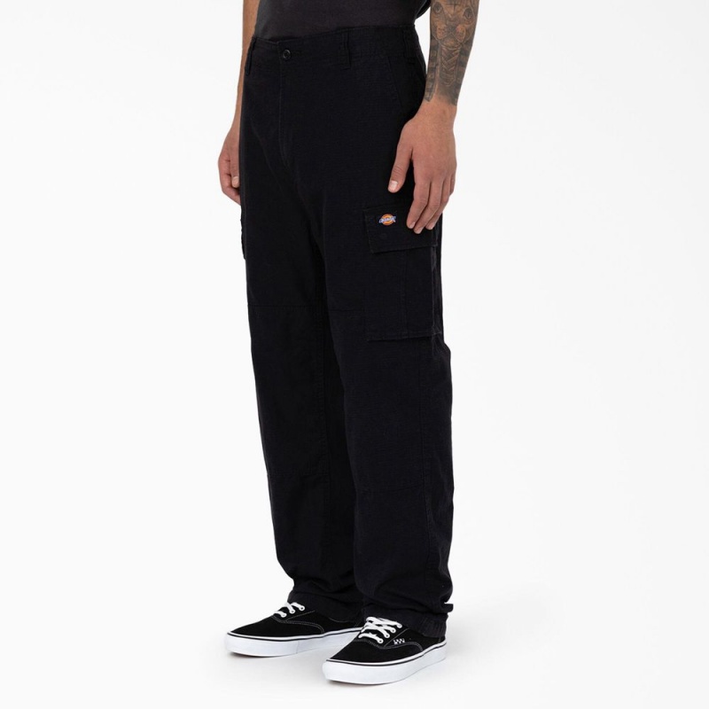 Men's Dickies Eagle Bend Relaxed Fit Double Knee Cargo Pants Black | 972564LMH