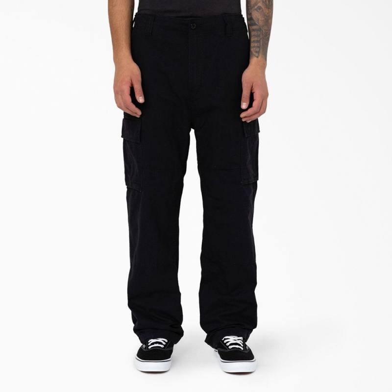 Men\'s Dickies Eagle Bend Relaxed Fit Double Knee Cargo Pants Black | 972564LMH