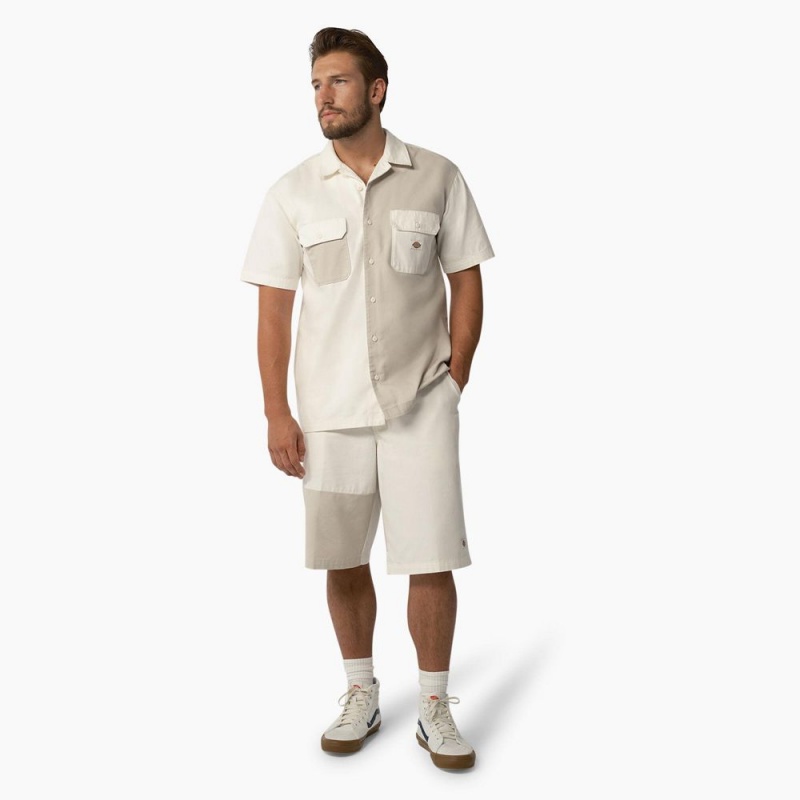 Men's Dickies Eddyville Short Sleeve Work Shirts White | 176925HDP