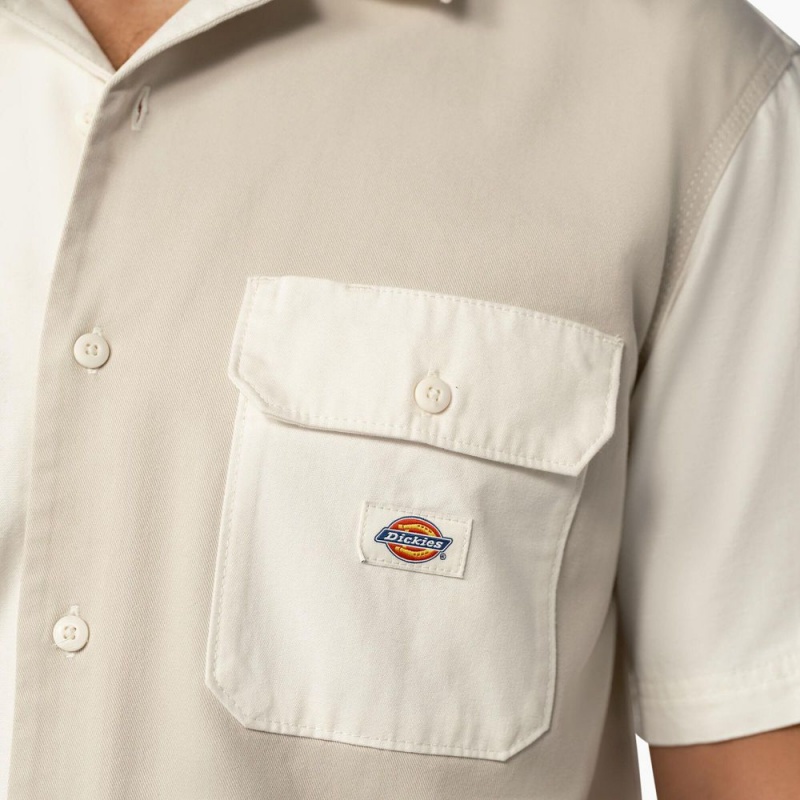 Men's Dickies Eddyville Short Sleeve Work Shirts White | 176925HDP