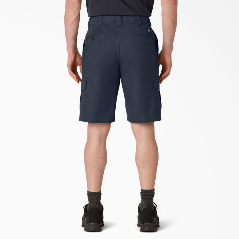 Men's Dickies FLEX Cooling Active Waist Regular Fit Cargo Shorts Navy | 075481MAJ