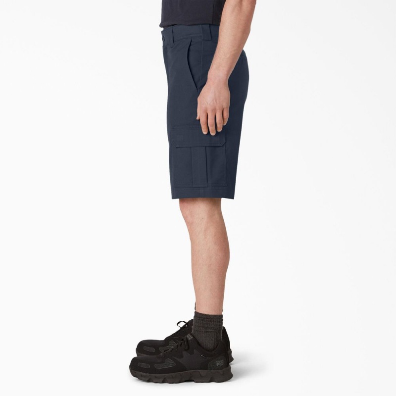 Men's Dickies FLEX Cooling Active Waist Regular Fit Cargo Shorts Navy | 075481MAJ