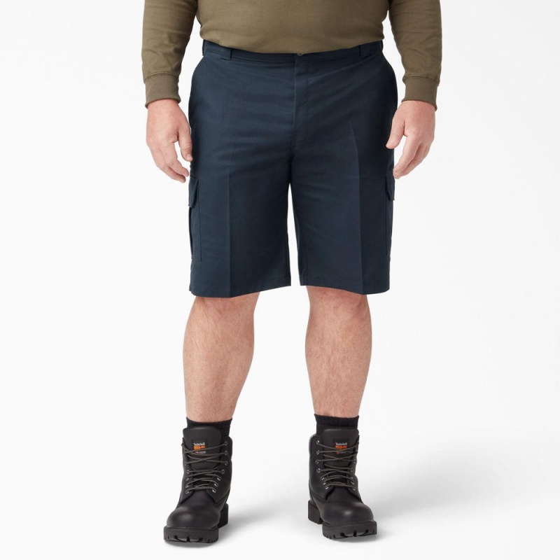 Men's Dickies FLEX Cooling Active Waist Regular Fit Cargo Shorts Navy | 075481MAJ