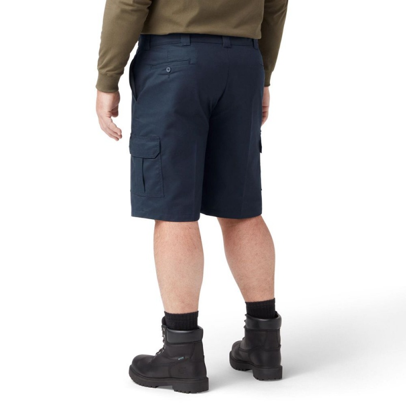 Men's Dickies FLEX Cooling Active Waist Regular Fit Cargo Shorts Navy | 075481MAJ