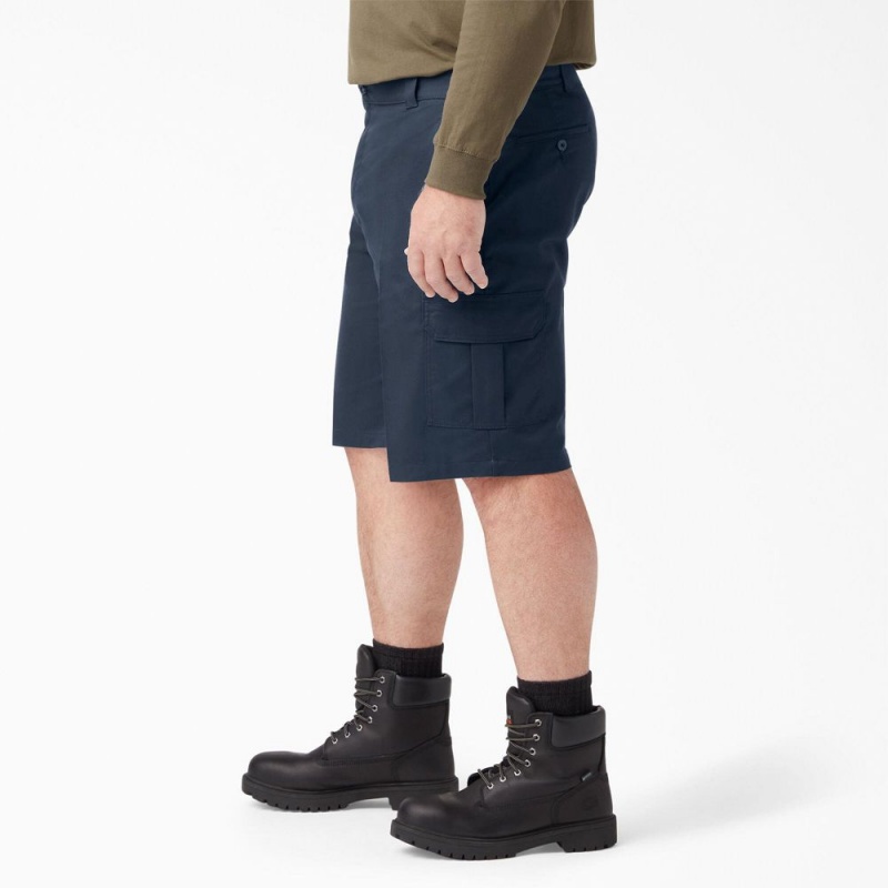 Men's Dickies FLEX Cooling Active Waist Regular Fit Cargo Shorts Navy | 075481MAJ