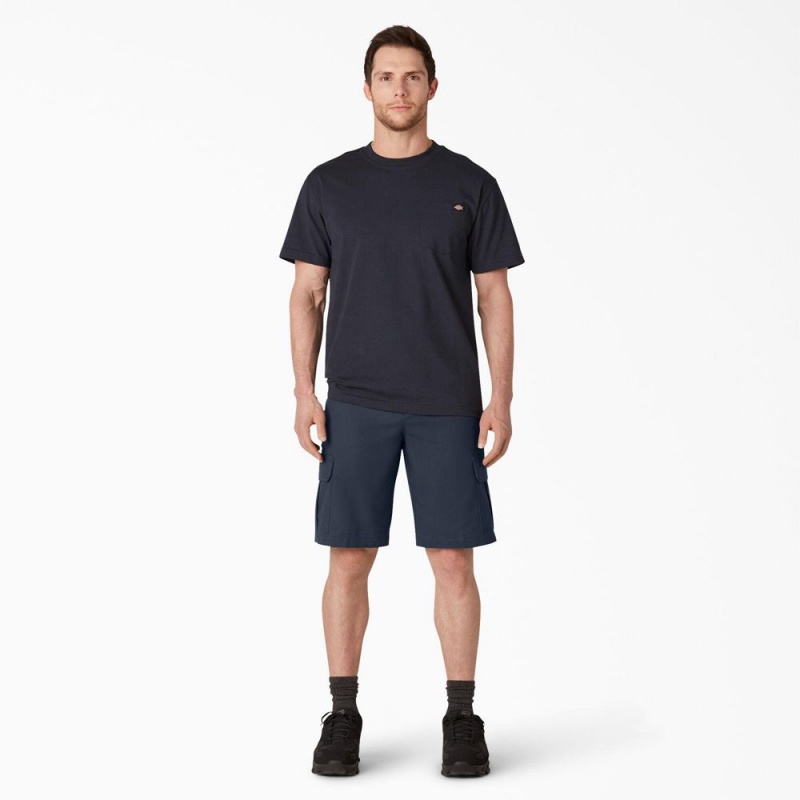 Men's Dickies FLEX Cooling Active Waist Regular Fit Cargo Shorts Navy | 075481MAJ