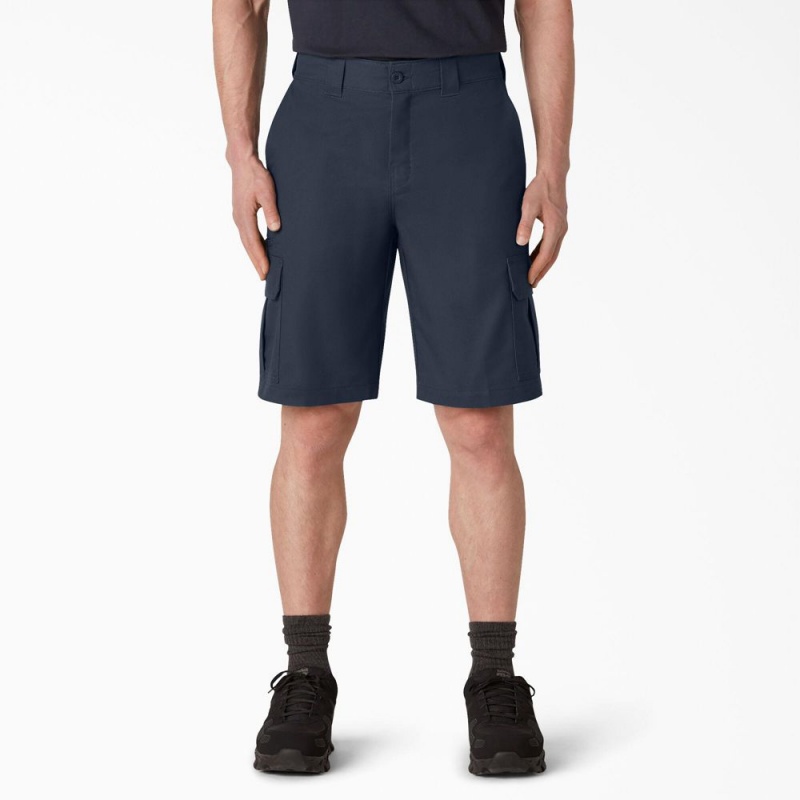 Men\'s Dickies FLEX Cooling Active Waist Regular Fit Cargo Shorts Navy | 075481MAJ