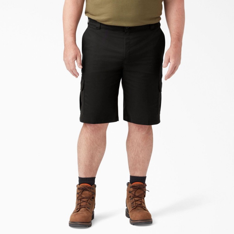 Men's Dickies FLEX Cooling Active Waist Regular Fit Cargo Shorts Black | 458127DAB