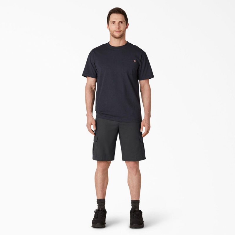 Men's Dickies FLEX Cooling Active Waist Regular Fit Cargo Shorts Black | 458127DAB