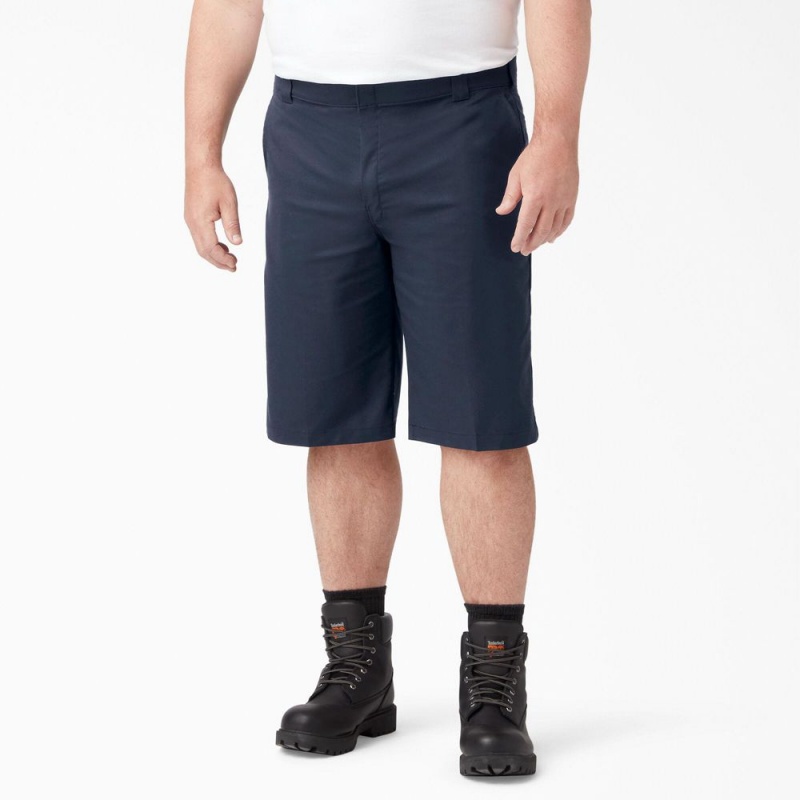 Men's Dickies FLEX Cooling Active Waist Regular Fit Shorts Navy | 946103UWT