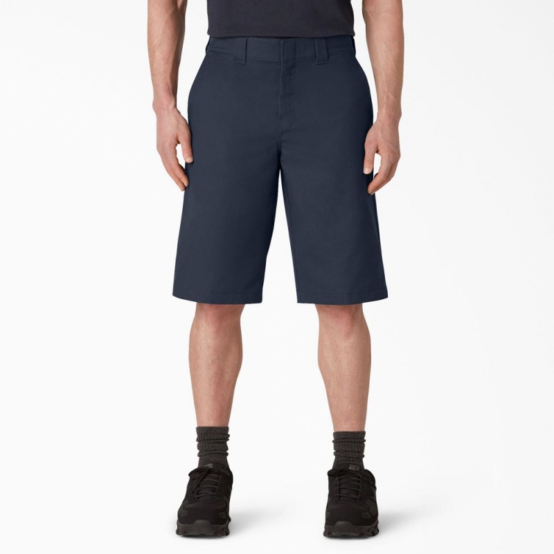 Men\'s Dickies FLEX Cooling Active Waist Regular Fit Shorts Navy | 946103UWT