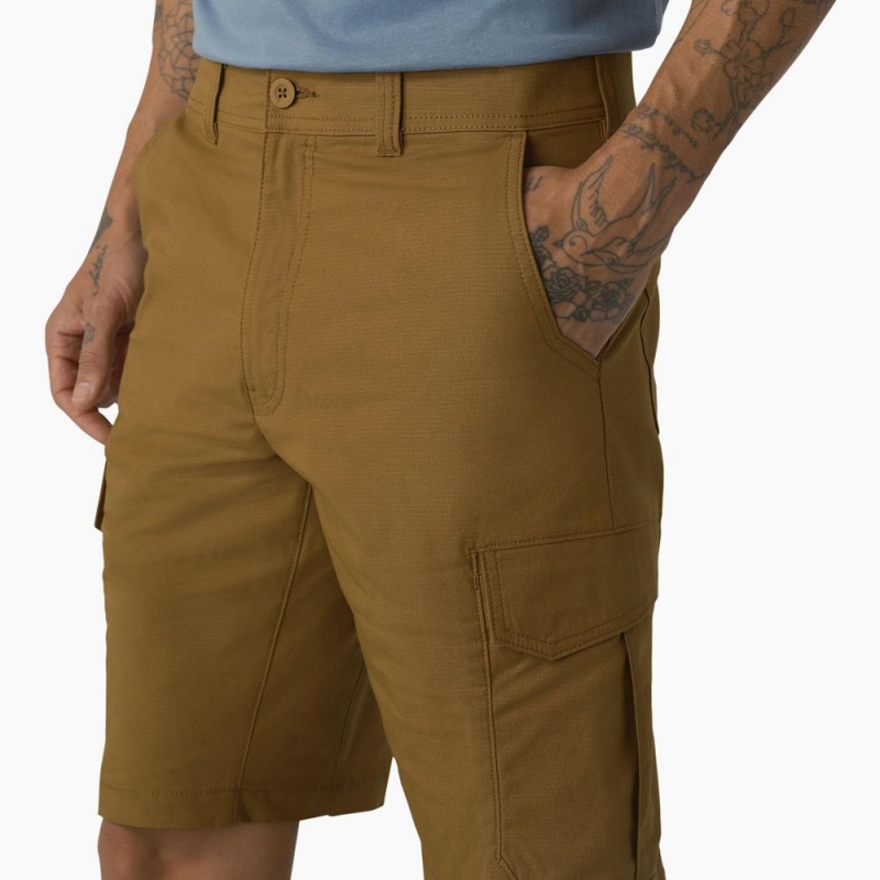 Men's Dickies FLEX Cooling Regular Fit Cargo Shorts Brown | 470516AKR