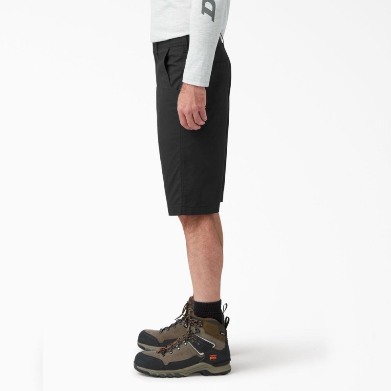 Men's Dickies FLEX Cooling Regular Fit Utility Shorts Black | 425793ABR