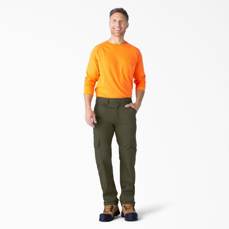 Men's Dickies FLEX DuraTech Relaxed Fit Duck Cargo Pants Green | 049867MTA