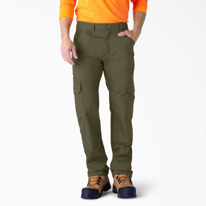 Men\'s Dickies FLEX DuraTech Relaxed Fit Duck Cargo Pants Green | 049867MTA