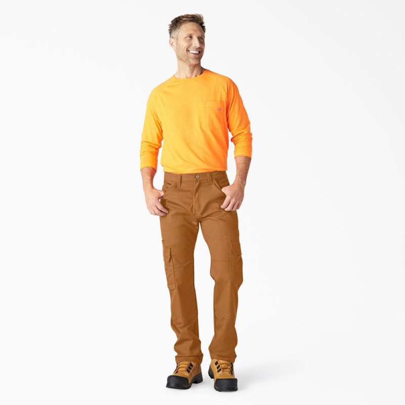 Men's Dickies FLEX DuraTech Relaxed Fit Duck Cargo Pants Brown | 154720BJI