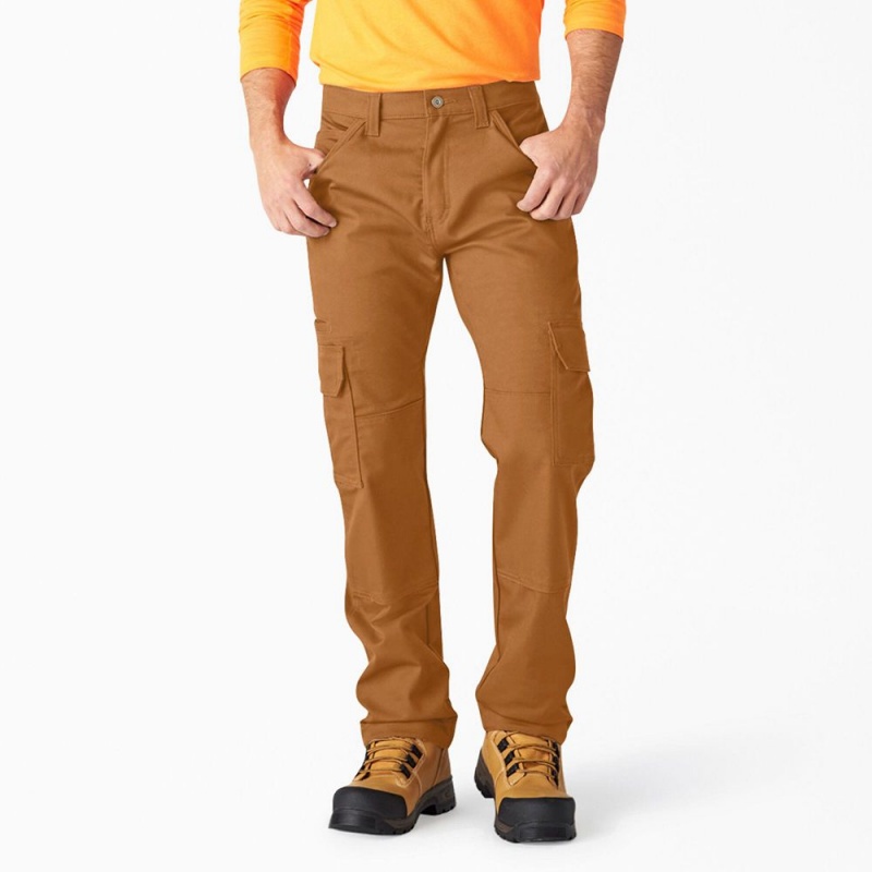 Men\'s Dickies FLEX DuraTech Relaxed Fit Duck Cargo Pants Brown | 154720BJI