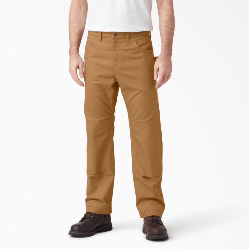 Men\'s Dickies FLEX DuraTech Relaxed Fit Duck Pants Brown | 628473VZD