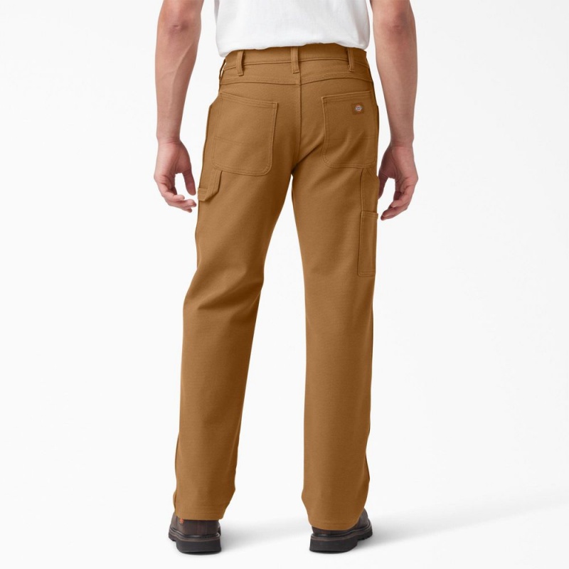 Men's Dickies FLEX Lined Regular Fit Duck Carpenter Pants Brown | 157394UWB