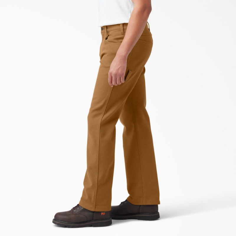 Men's Dickies FLEX Lined Regular Fit Duck Carpenter Pants Brown | 157394UWB