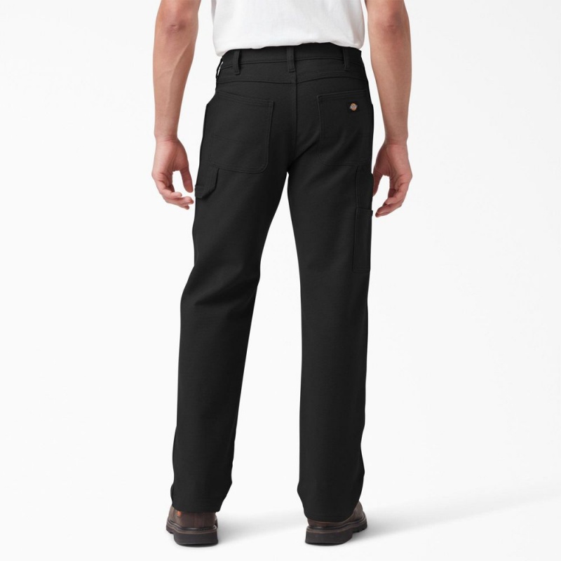 Men's Dickies FLEX Lined Regular Fit Duck Carpenter Pants Black | 150973RFC