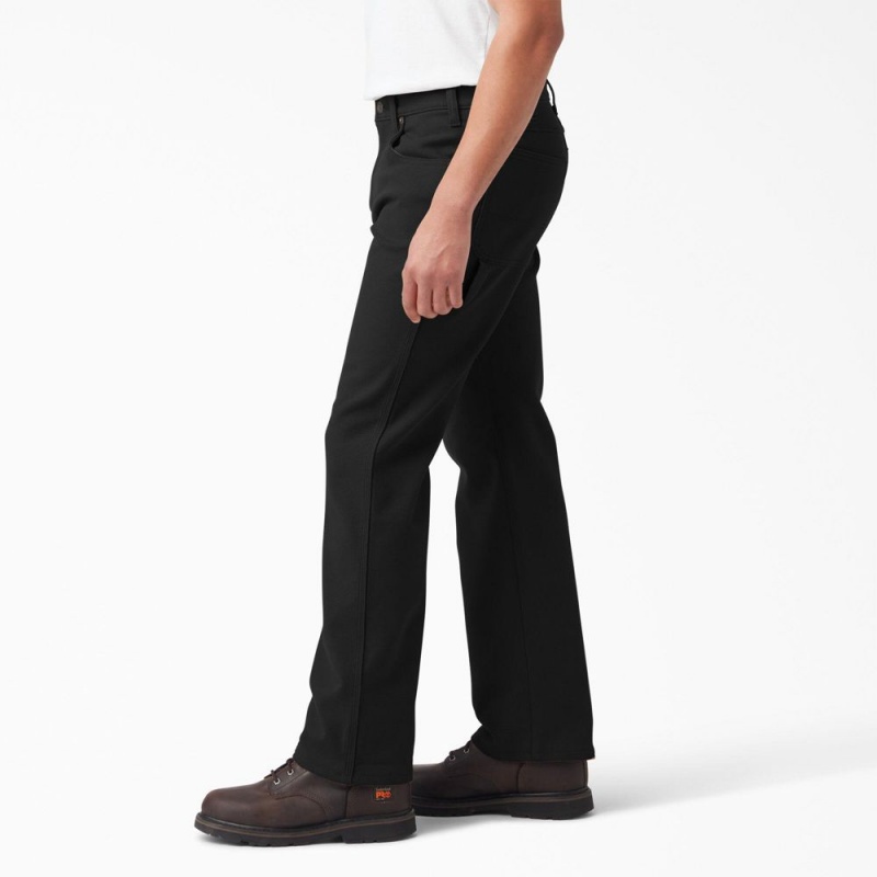 Men's Dickies FLEX Lined Regular Fit Duck Carpenter Pants Black | 150973RFC