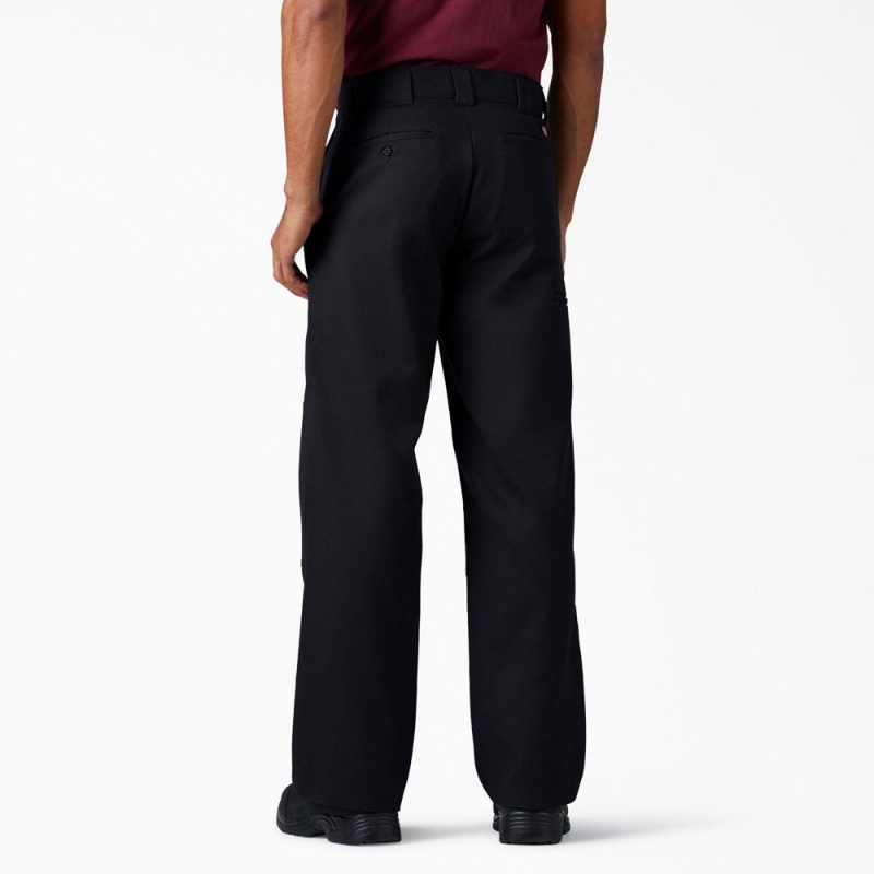 Men's Dickies FLEX Loose Fit Double Knee Work Pants Black | 098371AFY