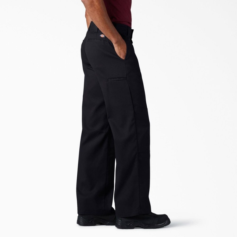 Men's Dickies FLEX Loose Fit Double Knee Work Pants Black | 098371AFY