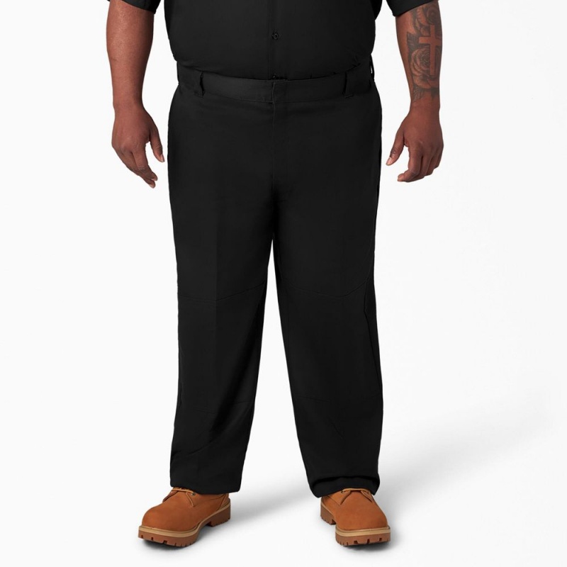 Men's Dickies FLEX Loose Fit Double Knee Work Pants Black | 098371AFY