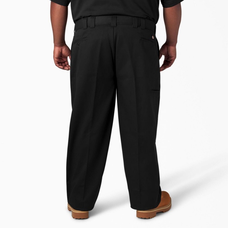 Men's Dickies FLEX Loose Fit Double Knee Work Pants Black | 098371AFY