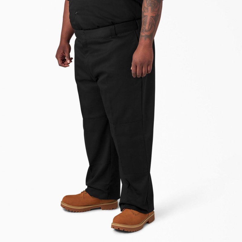 Men's Dickies FLEX Loose Fit Double Knee Work Pants Black | 098371AFY