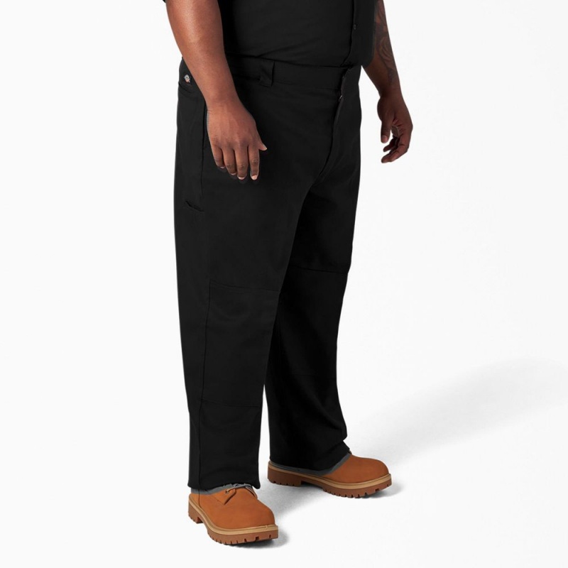 Men's Dickies FLEX Loose Fit Double Knee Work Pants Black | 098371AFY