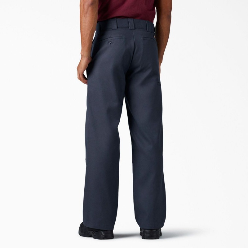 Men's Dickies FLEX Loose Fit Double Knee Work Pants Navy | 498736BSM