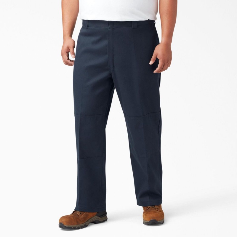 Men's Dickies FLEX Loose Fit Double Knee Work Pants Navy | 498736BSM